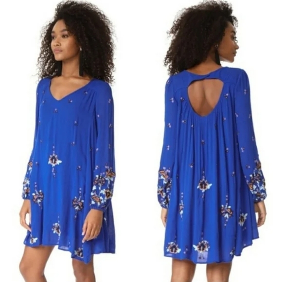 🎉HP🎉 Free People Oxford Blue Babydoll Dress Small - Picture 2 of 3